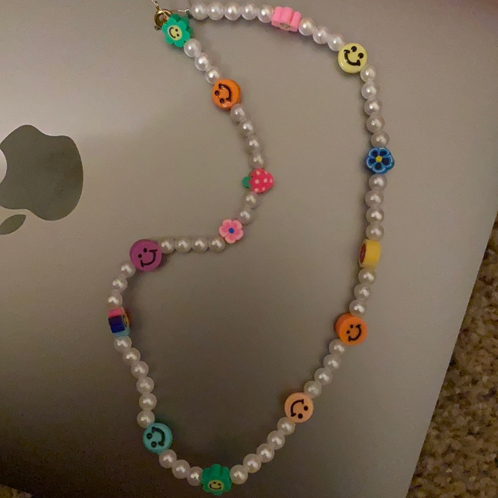 y2k pearl charm necklace